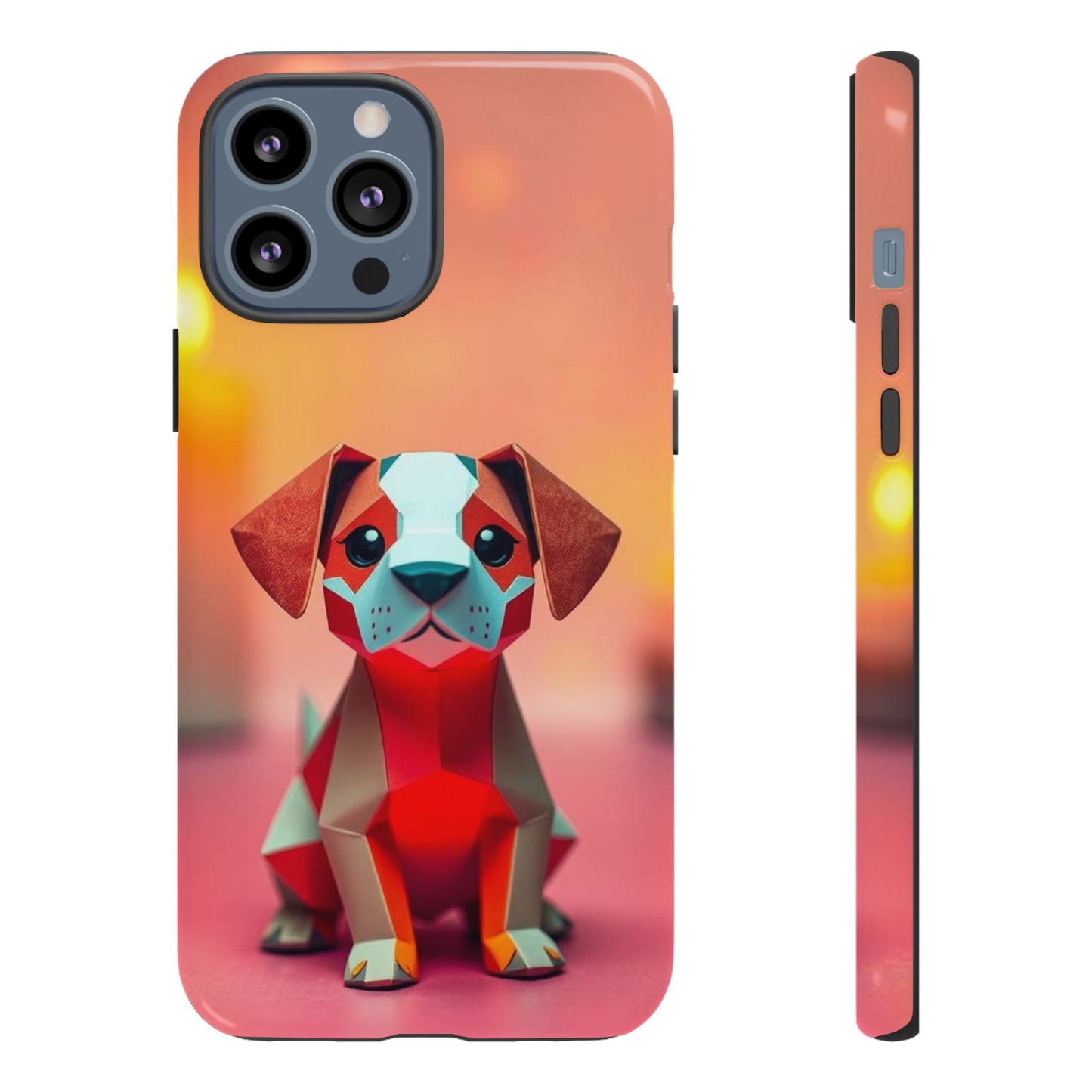 iPhone 13 Pro Max / Glossy Phone Case - Origami Dog Design Phone Case