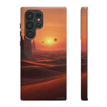 Twin Suns Desert World Sci-fi Phone Case - Orange Phone Case - Samsung Galaxy S22 Ultra / Glossy