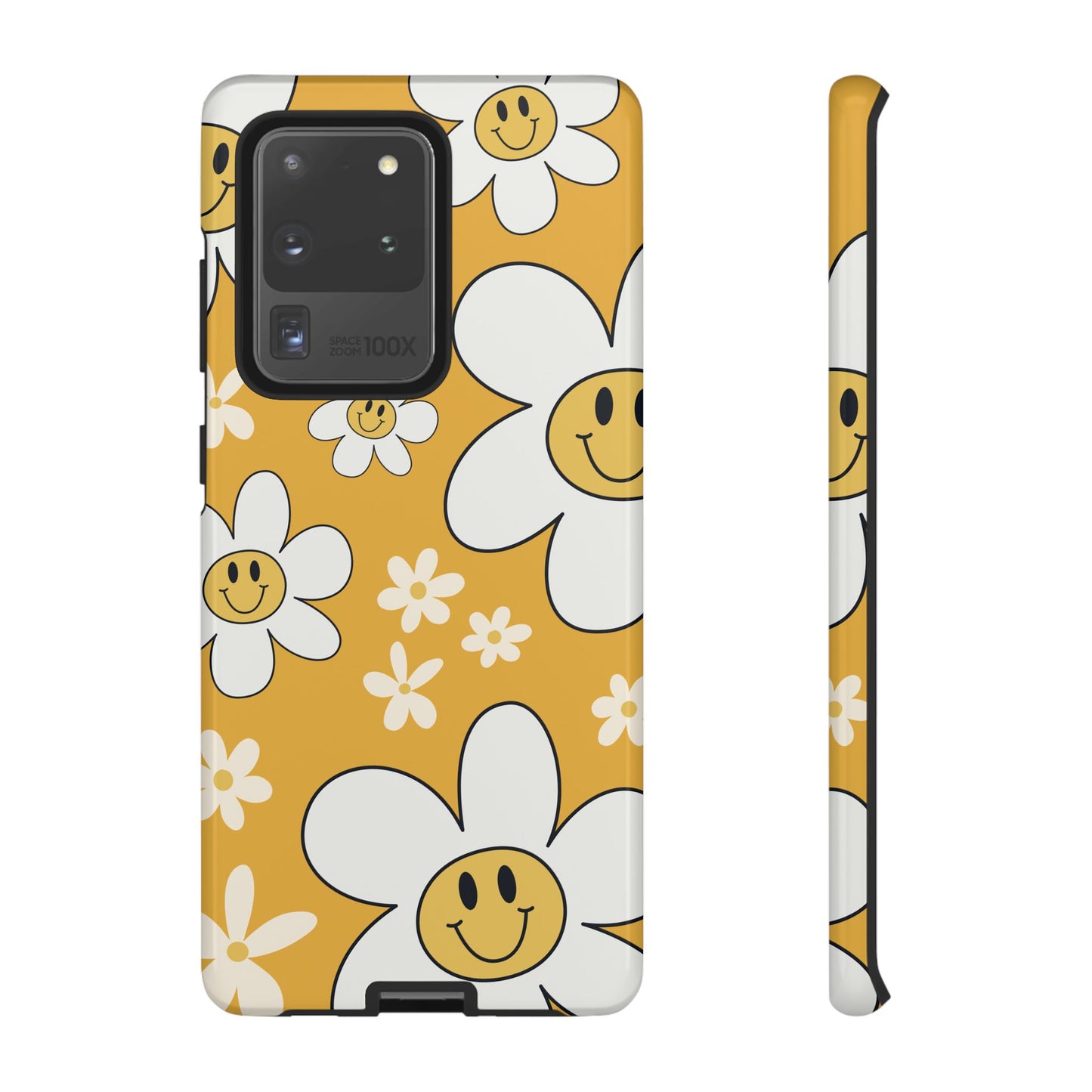 Fun Retro Daisy Pattern with Yellow Background Phone Case - Yellow Phone Case - Samsung Galaxy S20 Ultra / Glossy