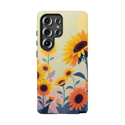 Samsung Galaxy S25 Ultra / Glossy Phone Case - Modern Flat Sunflower Design Phone Case