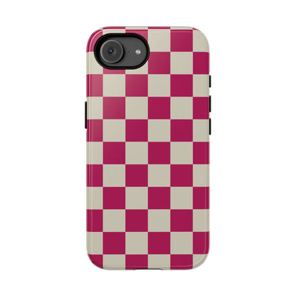 Pink & White Checked Pattern Phone Case - Pink Phone Case - iPhone 17e / Glossy