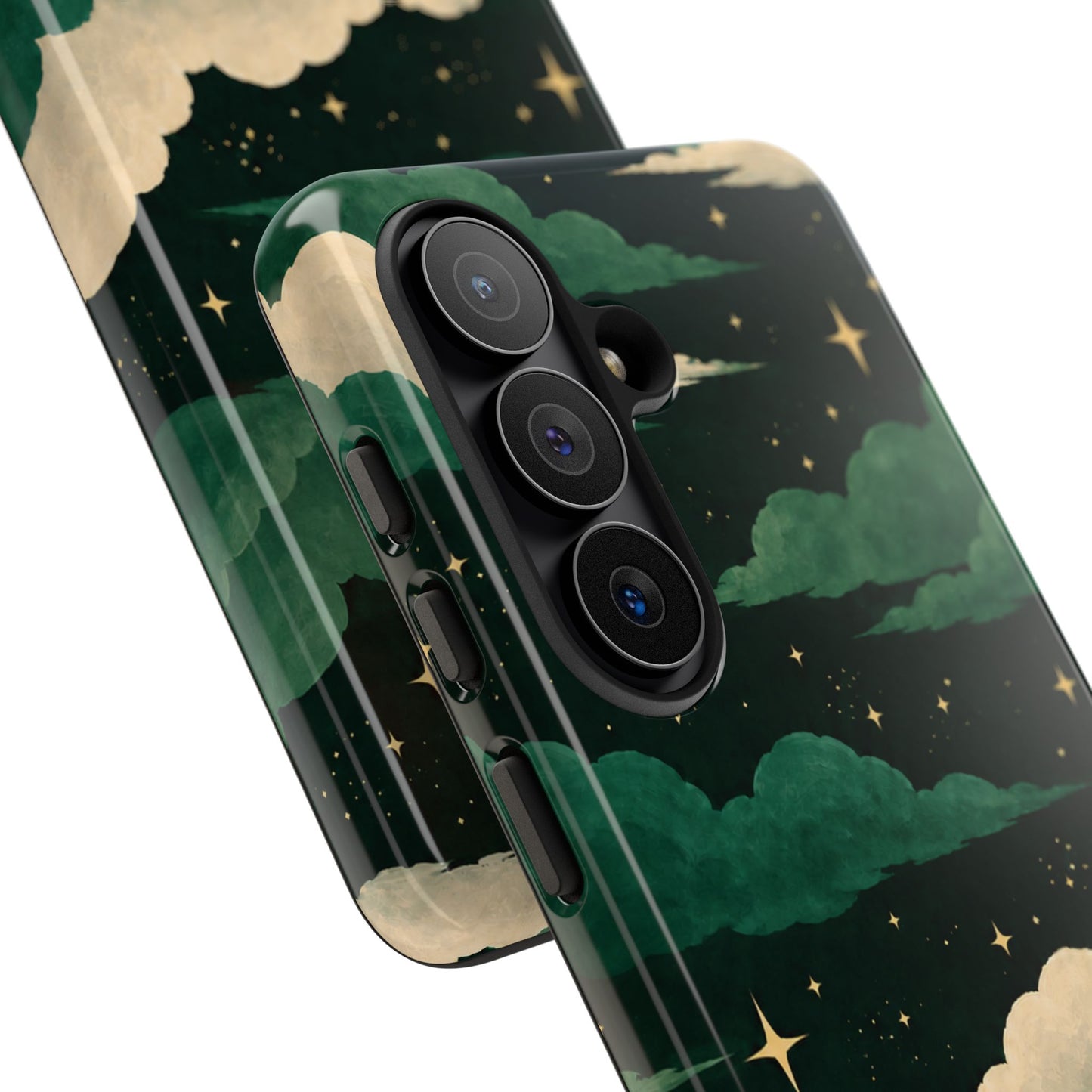 Illustrated Emerald Green Clouds & Stars Phone Case