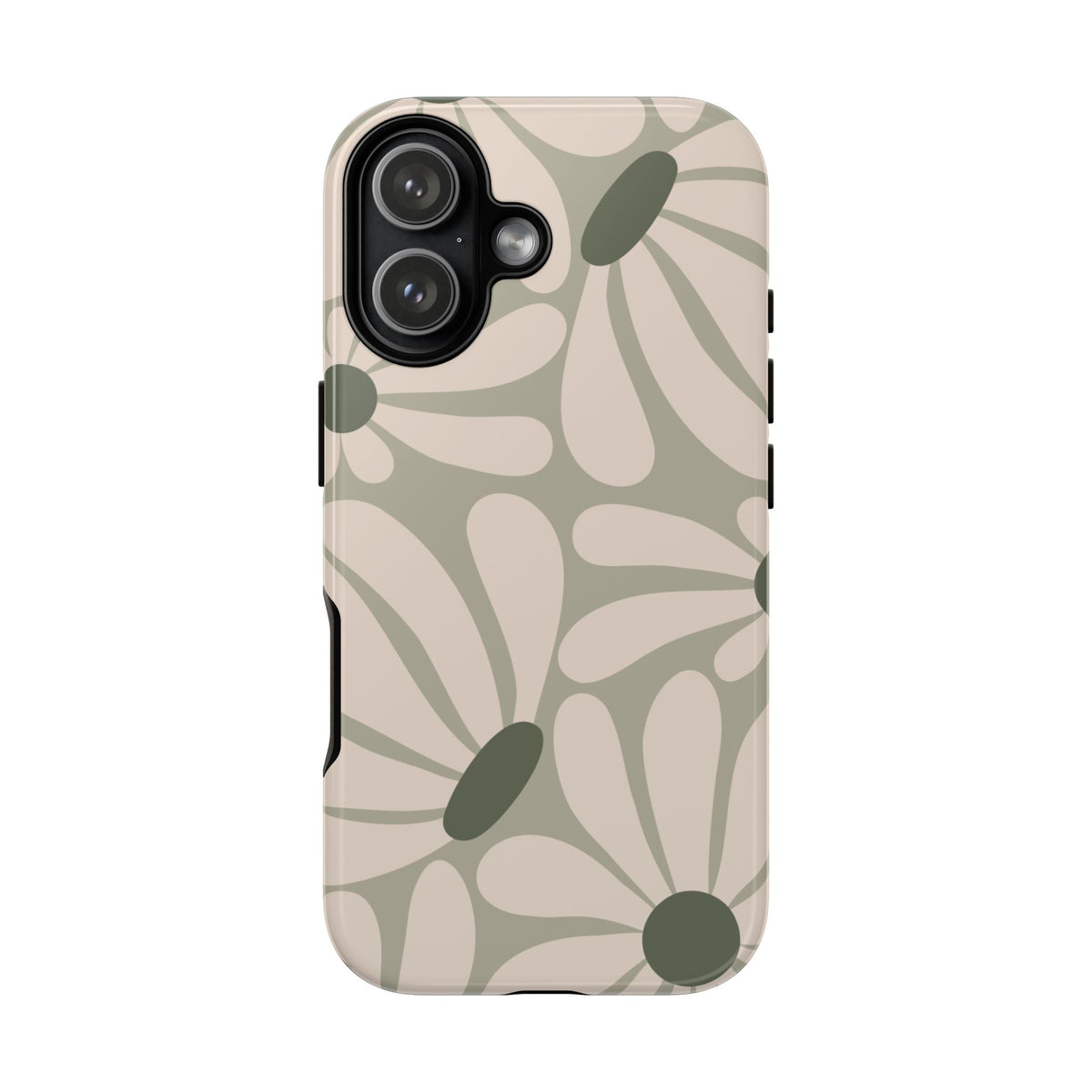 Retro Cream & Green Daisy Pattern Phone Case - White Phone Case - iPhone 17 / Glossy
