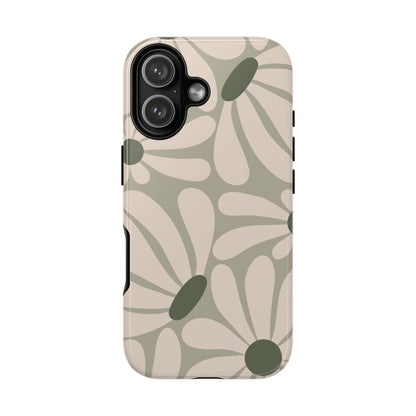 Retro Cream & Green Daisy Pattern Phone Case - White Phone Case - iPhone 17 / Glossy