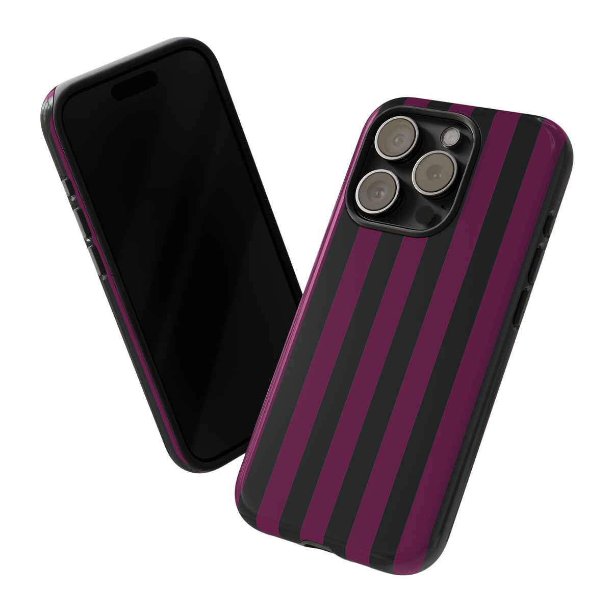 Trendy Plum & Black Stripe Pattern Phone Case - Purple Phone Case