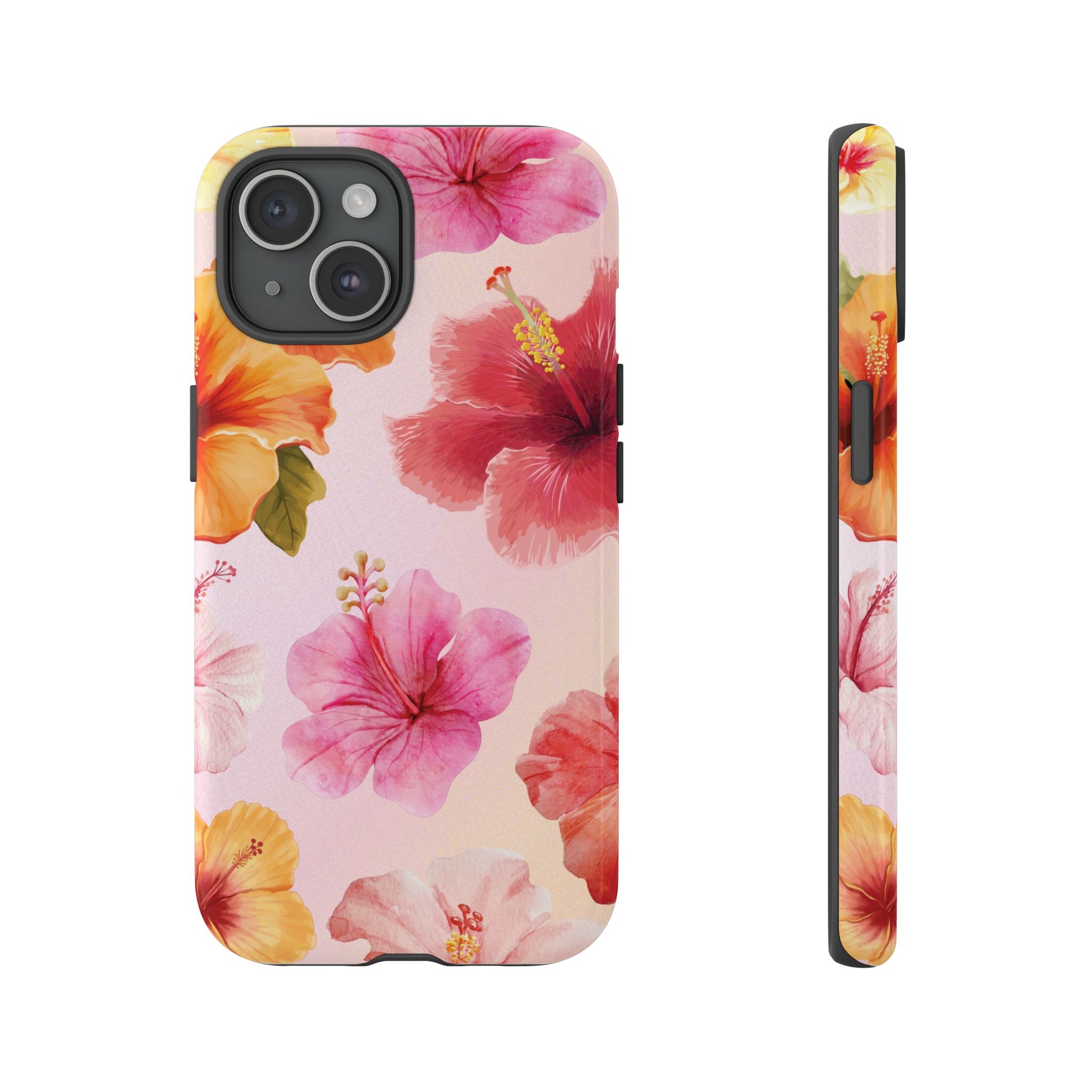 Cute Pink Hibiscus Pattern #2 Phone Case - Pink Phone Case - iPhone 15 / Glossy