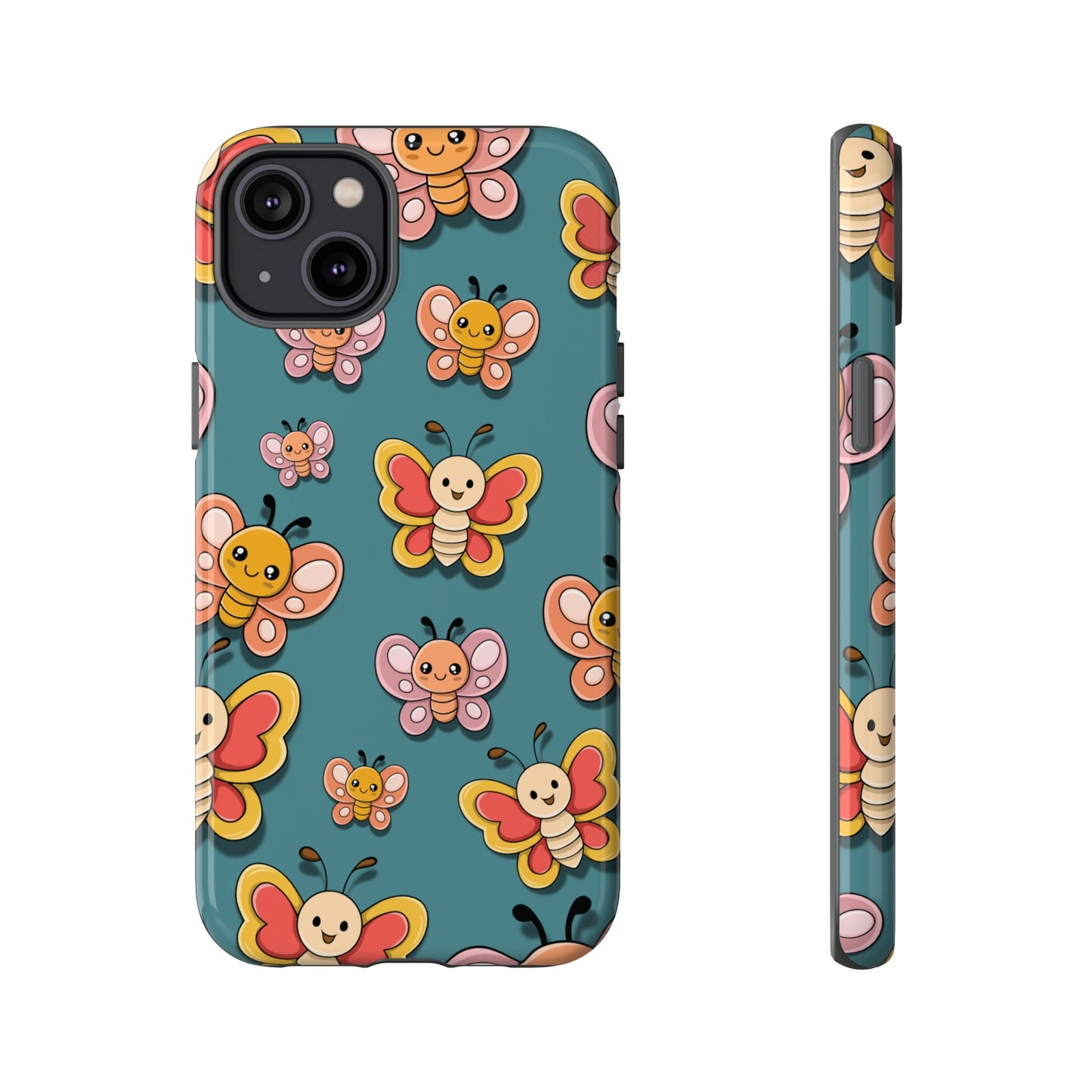 Blue Butterfly Sticker Design Phone Case - Blue Phone Case - iPhone 14 Plus / Glossy