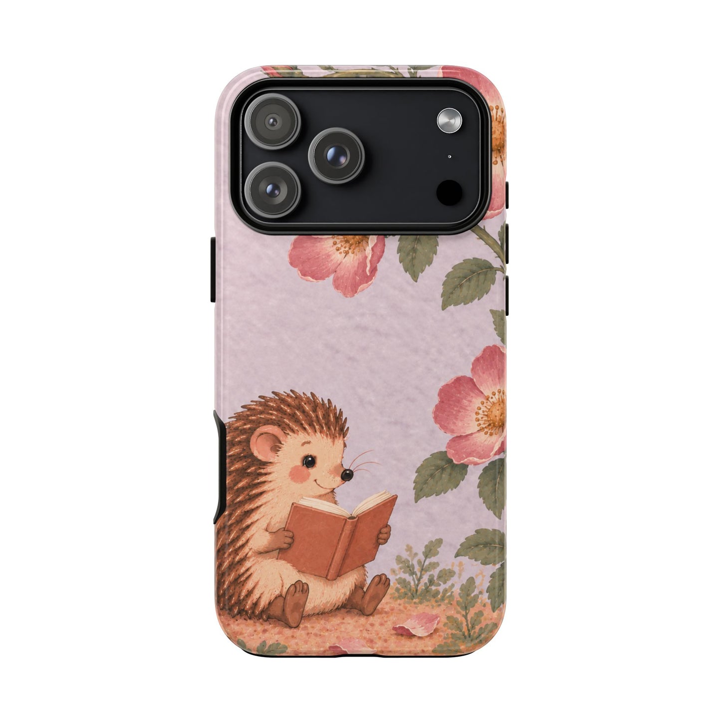 Whimsical Lilac Hedgehog and Wild Rose Phone Case - Purple Phone Case - iPhone 17 Pro Max / Glossy