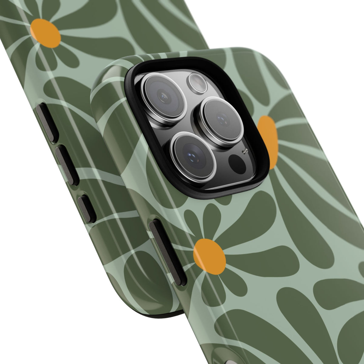 Retro Green Daisy Pattern Phone Case - Green Phone Case