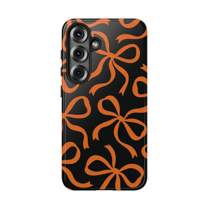 Bold Black and Burnt Orange Bow Pattern Phone Case