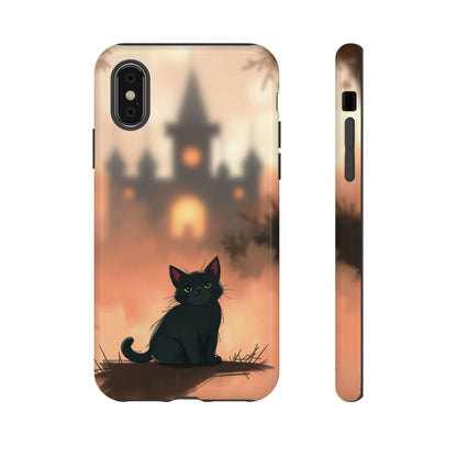 iPhone XS / Glossy Phone Case - Cute Gothic Cat Design Phone Case