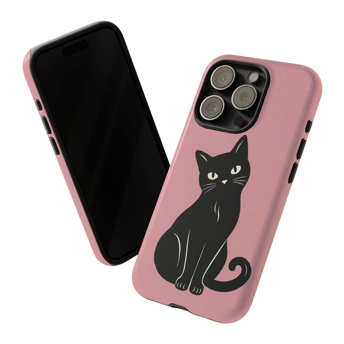 Minimalist Blush Pink & Black Cat Phone Case