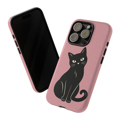 Minimalist Blush Pink & Black Cat Phone Case