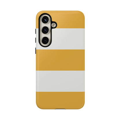 Samsung Galaxy S24 Plus / Glossy Phone Case - Yellow & White Horizontal Stripe Pattern Phone Case