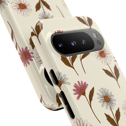 Pretty Cream & Rose Daisy Pattern Phone Case