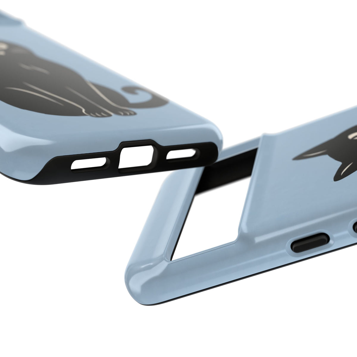 Minimalist Powder Blue & Black Cat Phone Case