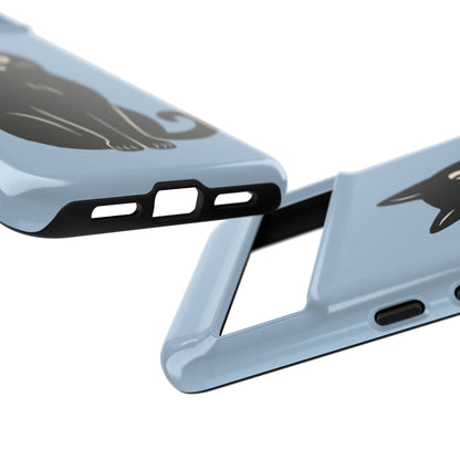 Minimalist Powder Blue & Black Cat Phone Case