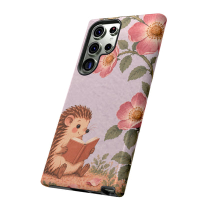 Whimsical Lilac Hedgehog and Wild Rose Phone Case - Purple Phone Case