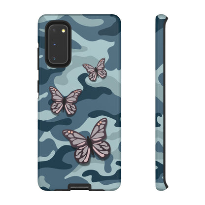 Dark Blue Butterfly Camo Phone Case - Blue Phone Case - Samsung Galaxy S20 / Glossy