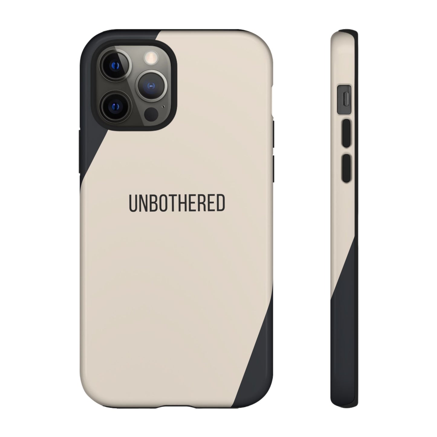 iPhone 12 Pro / Glossy Phone Case - Sassy Statement Case ’Unbothered’ in Beige & Charcoal