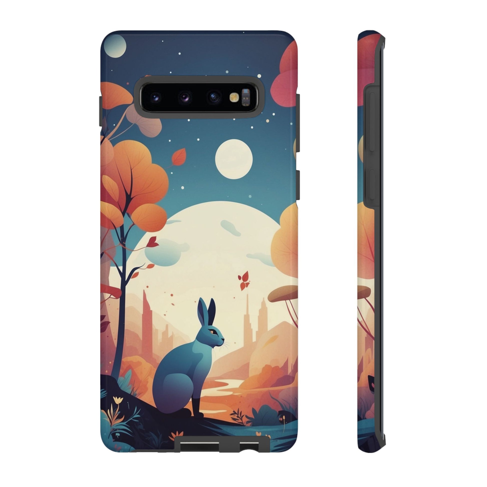 Stylised Blue Hare Design Phone Case - Multicolor Phone Case - Samsung Galaxy S10 Plus / Glossy