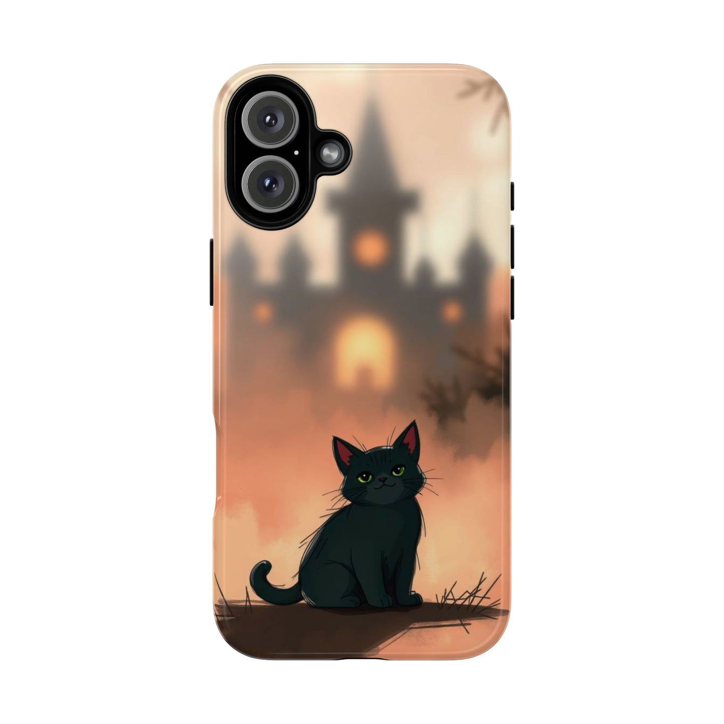 iPhone 16 Plus / Glossy Phone Case - Cute Gothic Cat Design Phone Case