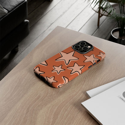 Burnt Orange Doodle Star Phone Case