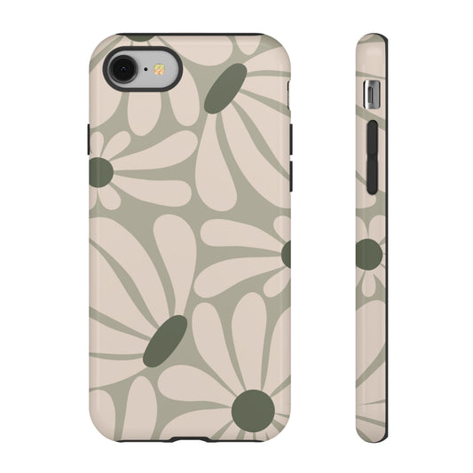 Retro Cream & Green Daisy Pattern Phone Case - White Phone Case - iPhone 8 / Glossy