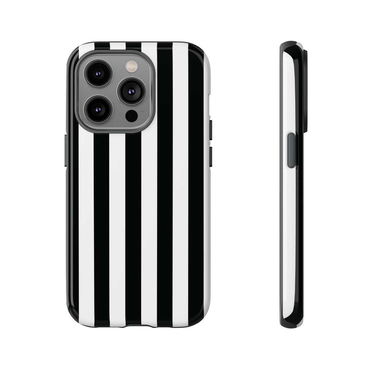 Simple Black & White Stripe Pattern Phone Case - White Phone Case - iPhone 14 Pro / Glossy