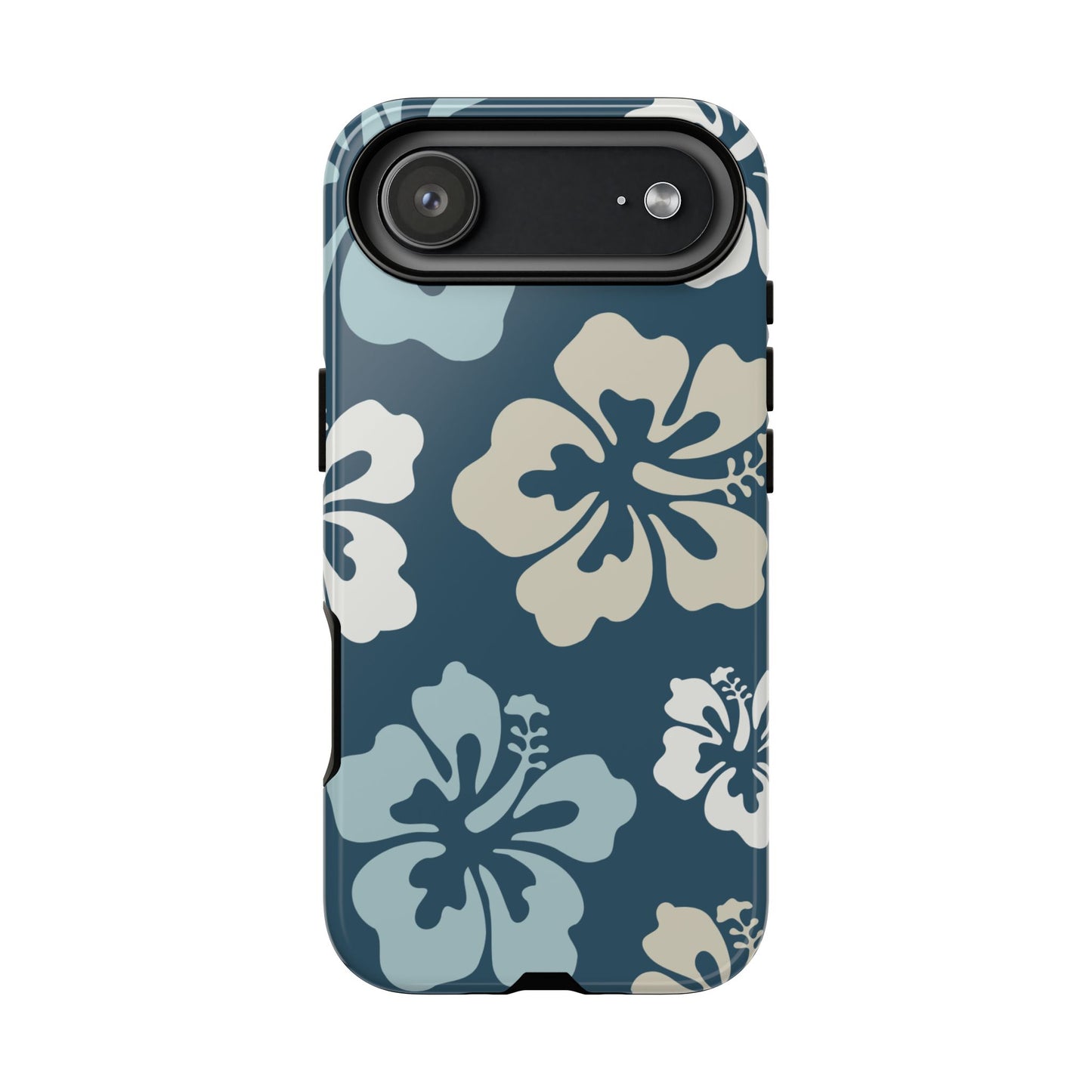 iPhone 17 Air / Glossy Phone Case - ’Blue Hibiscus Retro Pattern #1’ Phone Case