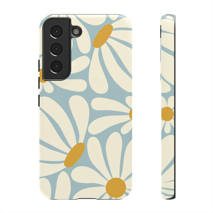 Retro Light Blue Daisy Pattern Phone Case - Blue Phone Case - Samsung Galaxy S22 / Glossy