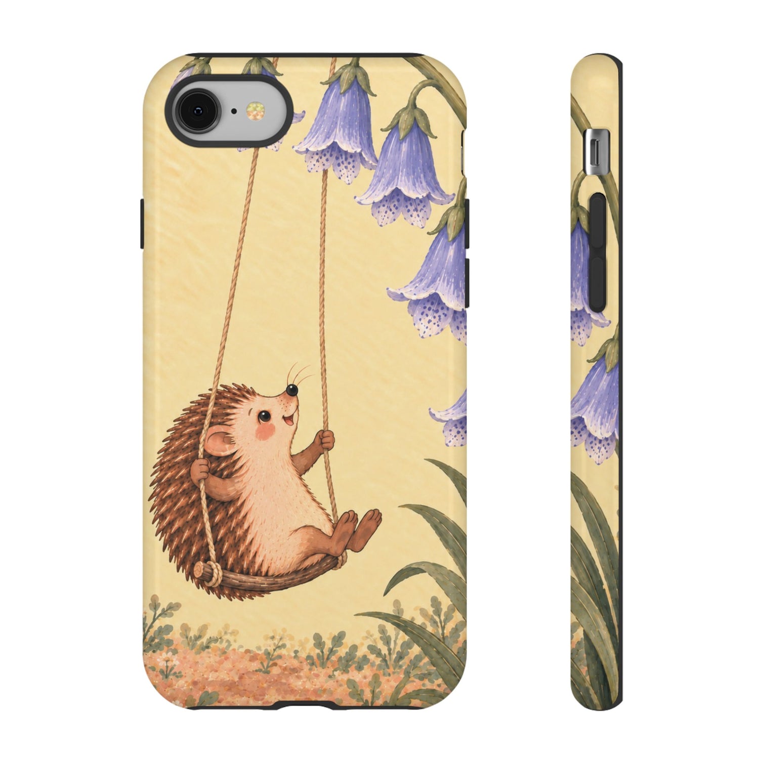 Whimsical Buttercream Hedgehog and Bluebell Phone Case - Yellow Phone Case - iPhone 8 / Glossy