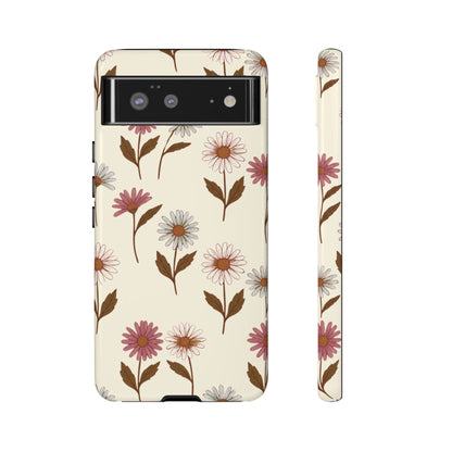 Pretty Cream & Rose Daisy Pattern Phone Case