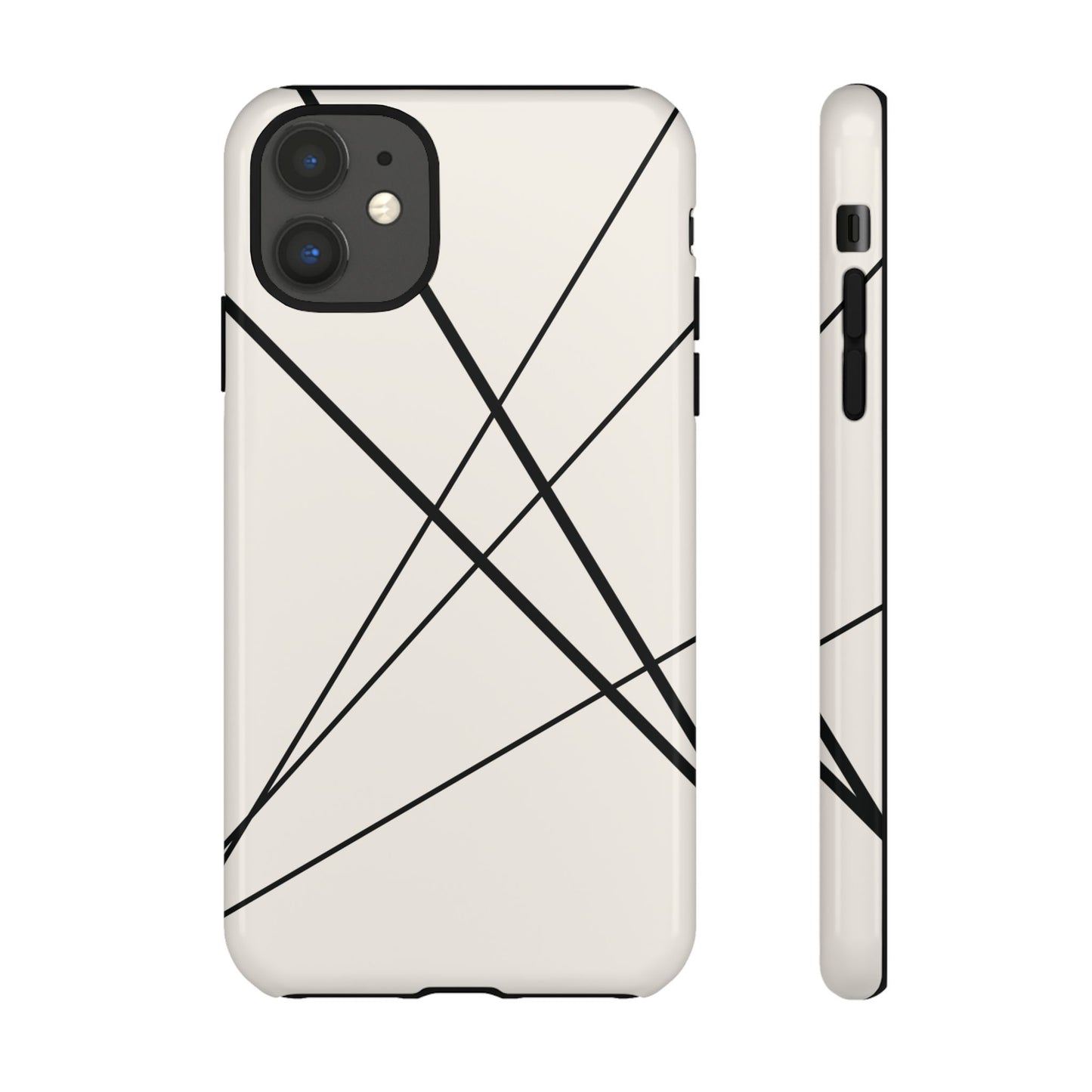 iPhone 11 / Glossy Phone Case - Abstract White with Black Lines Phone Case