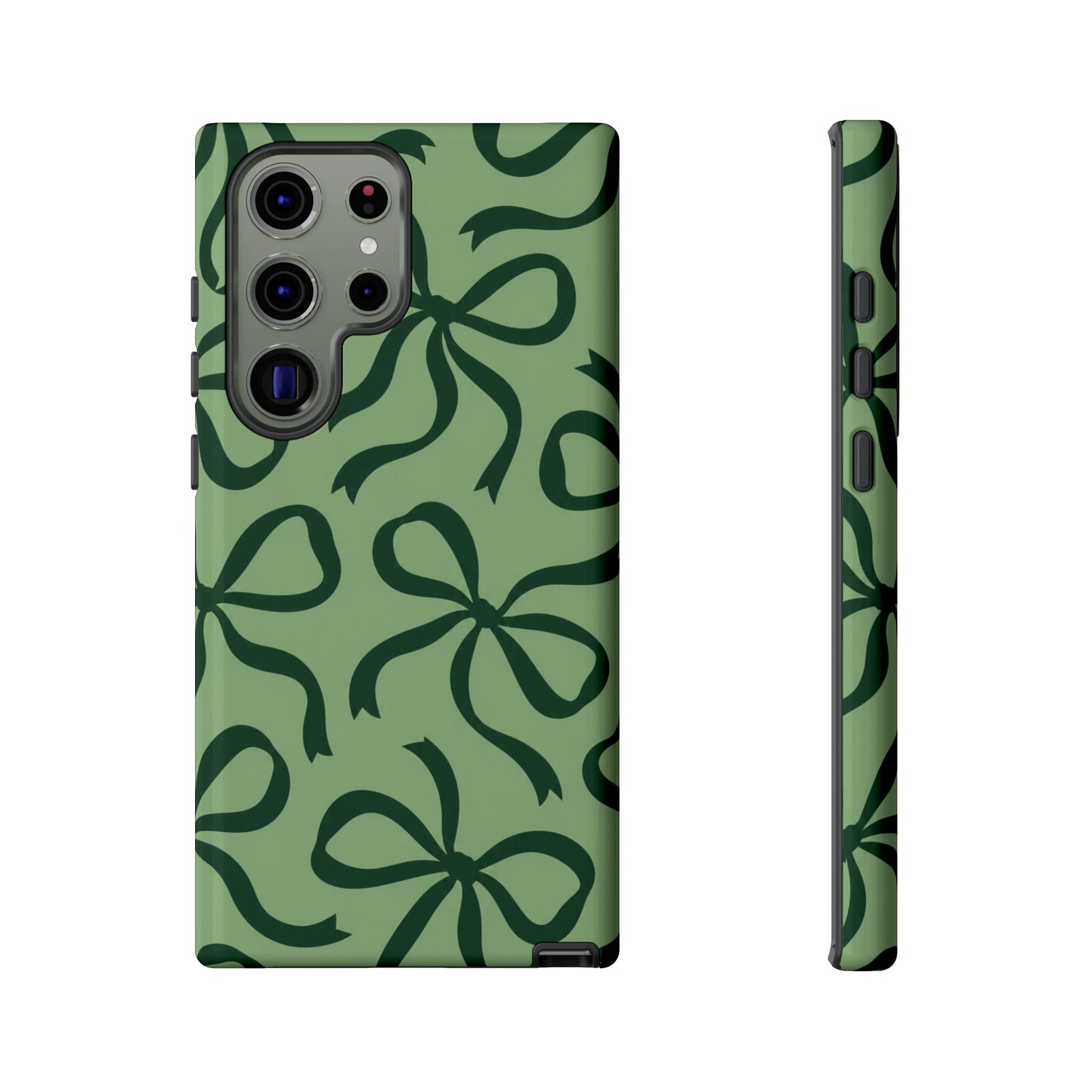 Bold Sage Green and Forest Green Bow Pattern Phone Case