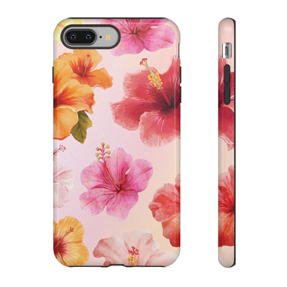 iPhone 8 Plus / Glossy Phone Case - ’Pink Hibiscus Pattern #2’ Phone Case