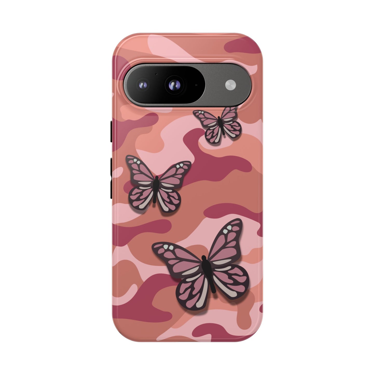 Google Pixel 9 / Glossy Phone Case - Pink Butterfly Camo Phone Case