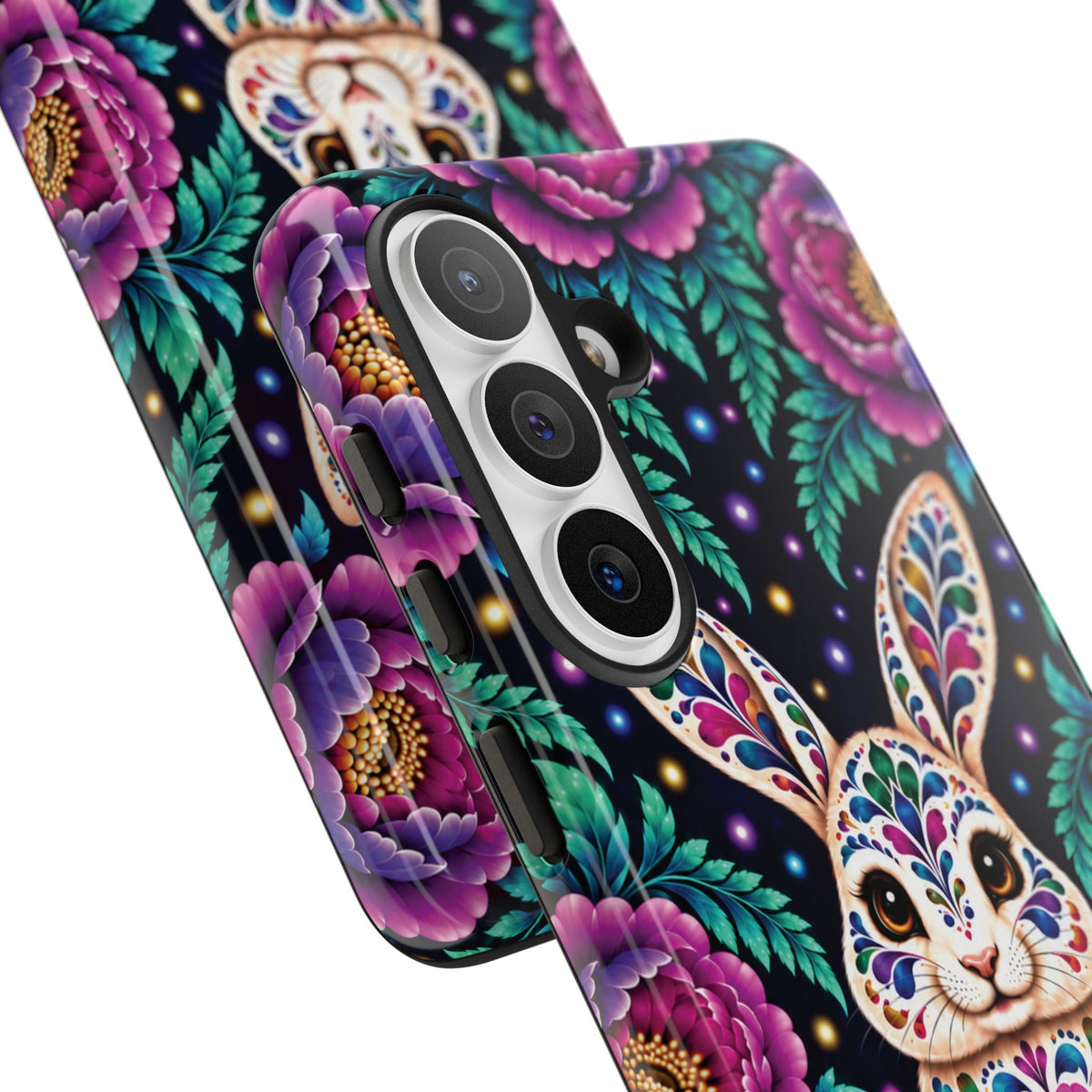 Cute Purple and Teal Calavera Bunny Phone Case - Multicolor Phone Case