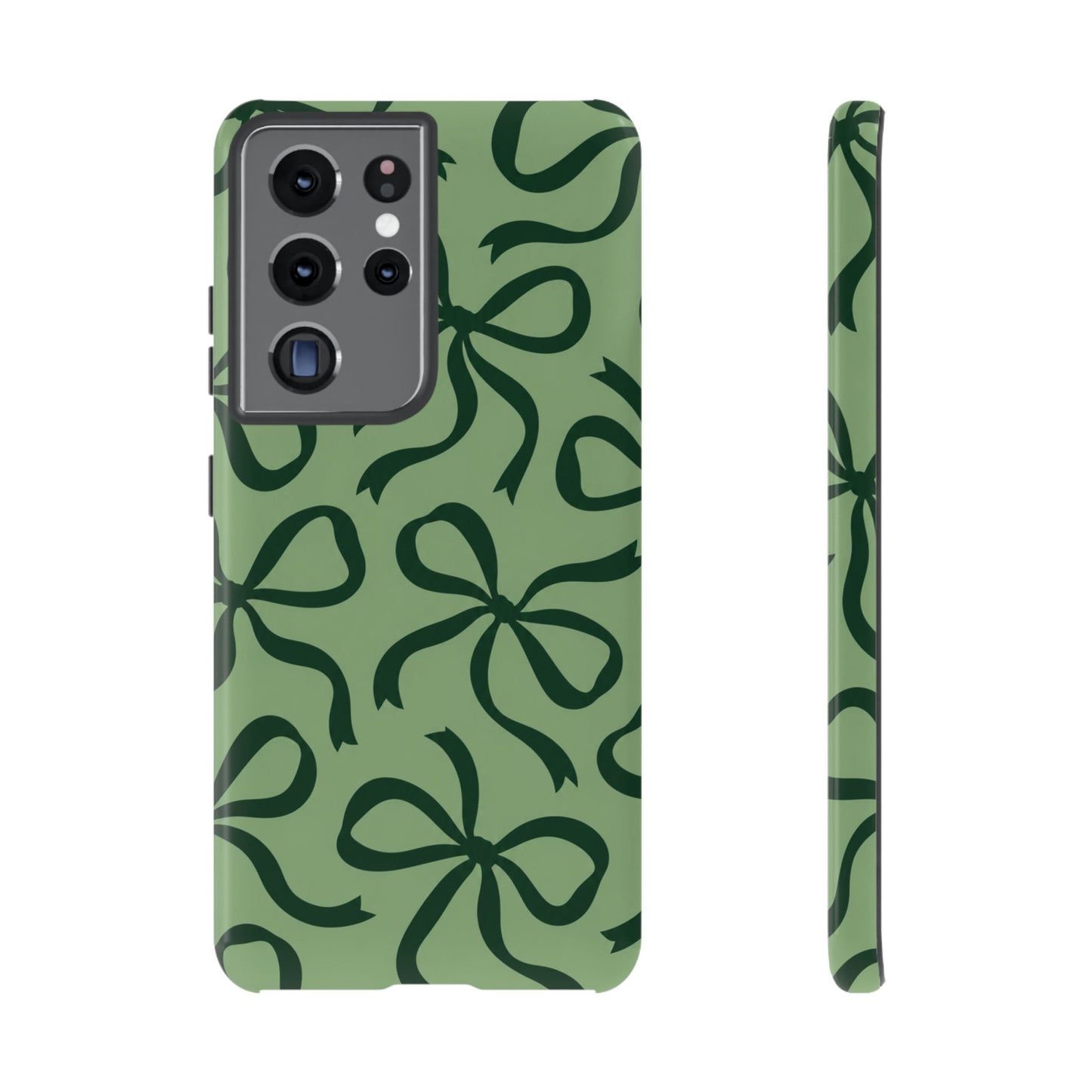 Bold Sage Green and Forest Green Bow Pattern Phone Case
