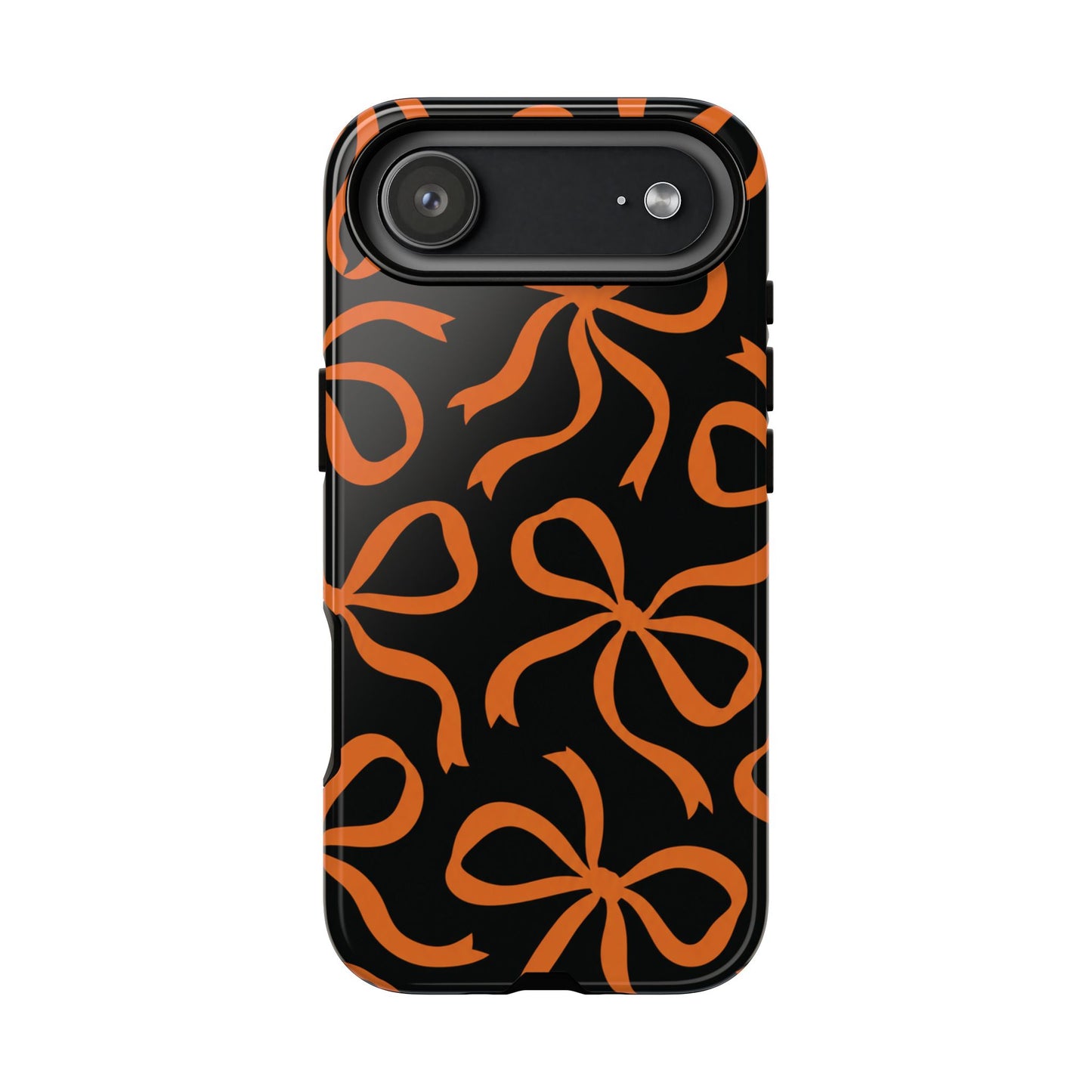 Bold Black and Burnt Orange Bow Pattern Phone Case