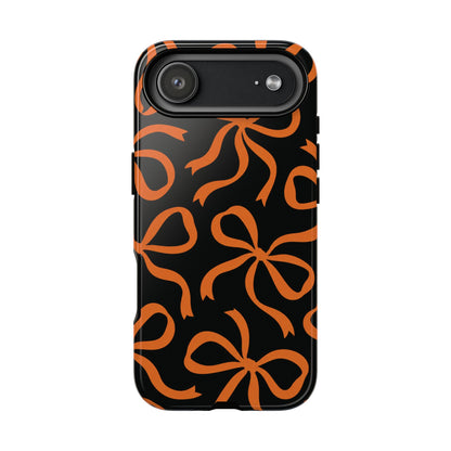 Bold Black and Burnt Orange Bow Pattern Phone Case