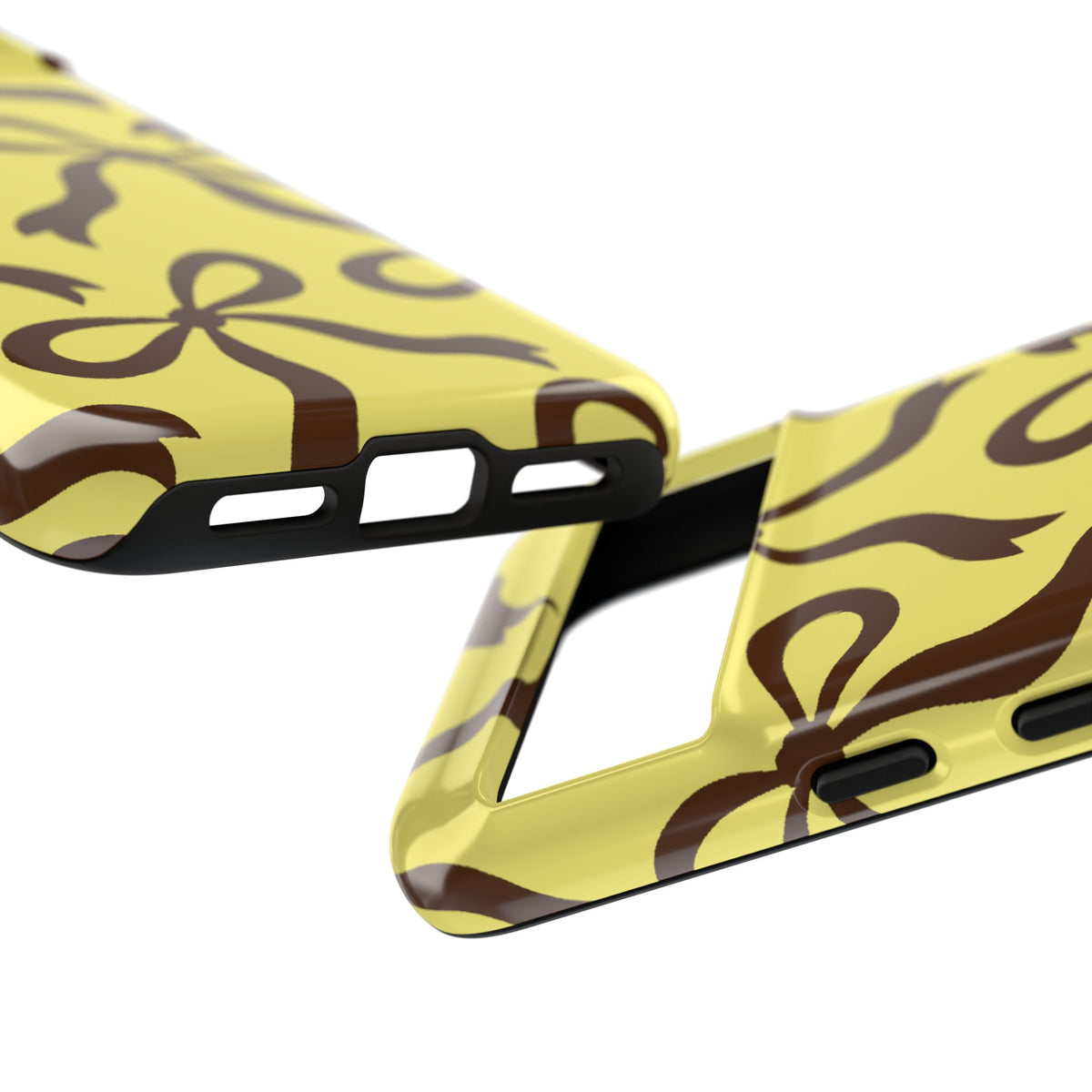 Bold Butter Yellow and Chocolate Brown Bow Pattern Phone Case - Yellow Phone Case