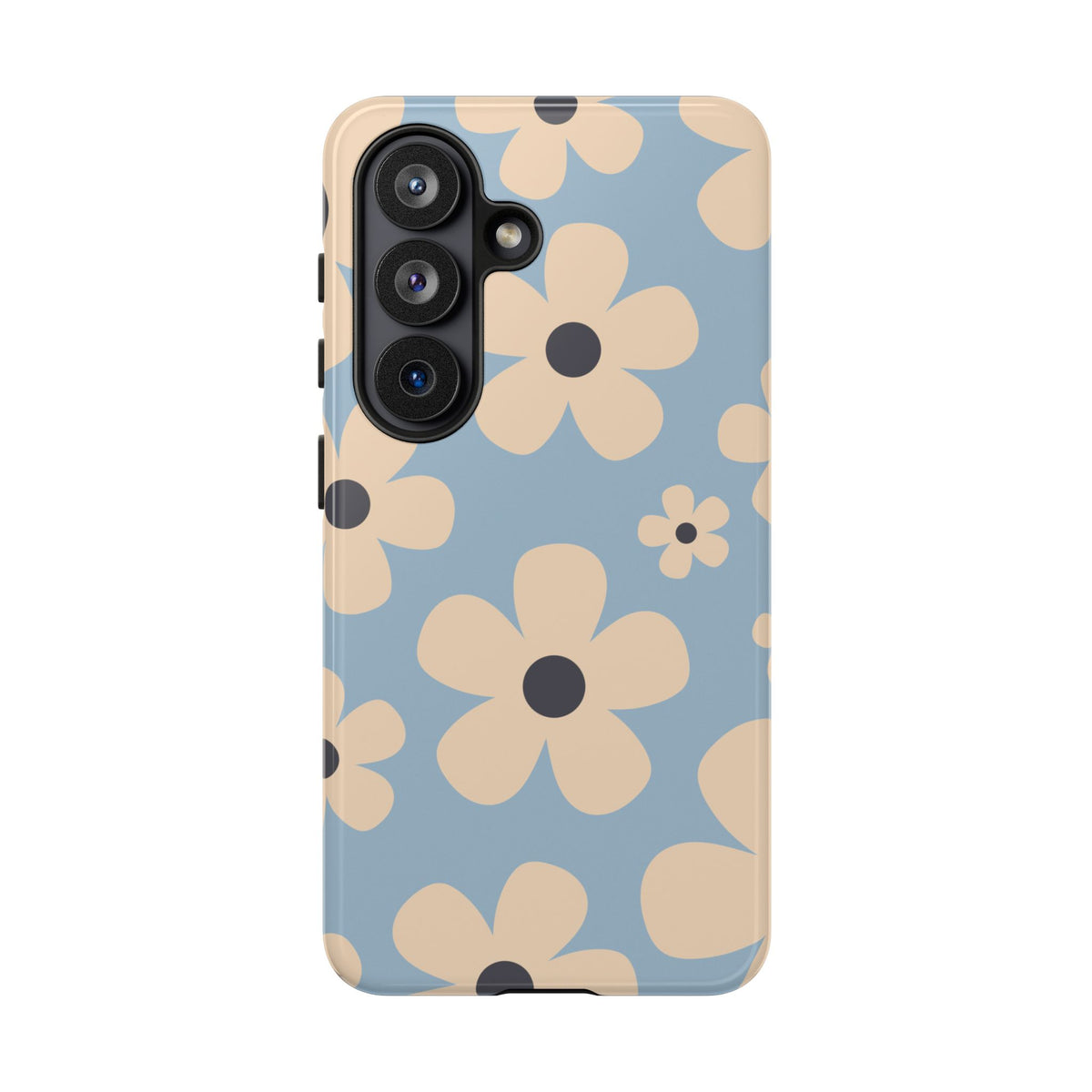 Cute Light Blue & Cream Daisy Pattern Phone Case - Blue Phone Case - Samsung Galaxy S26 / Glossy