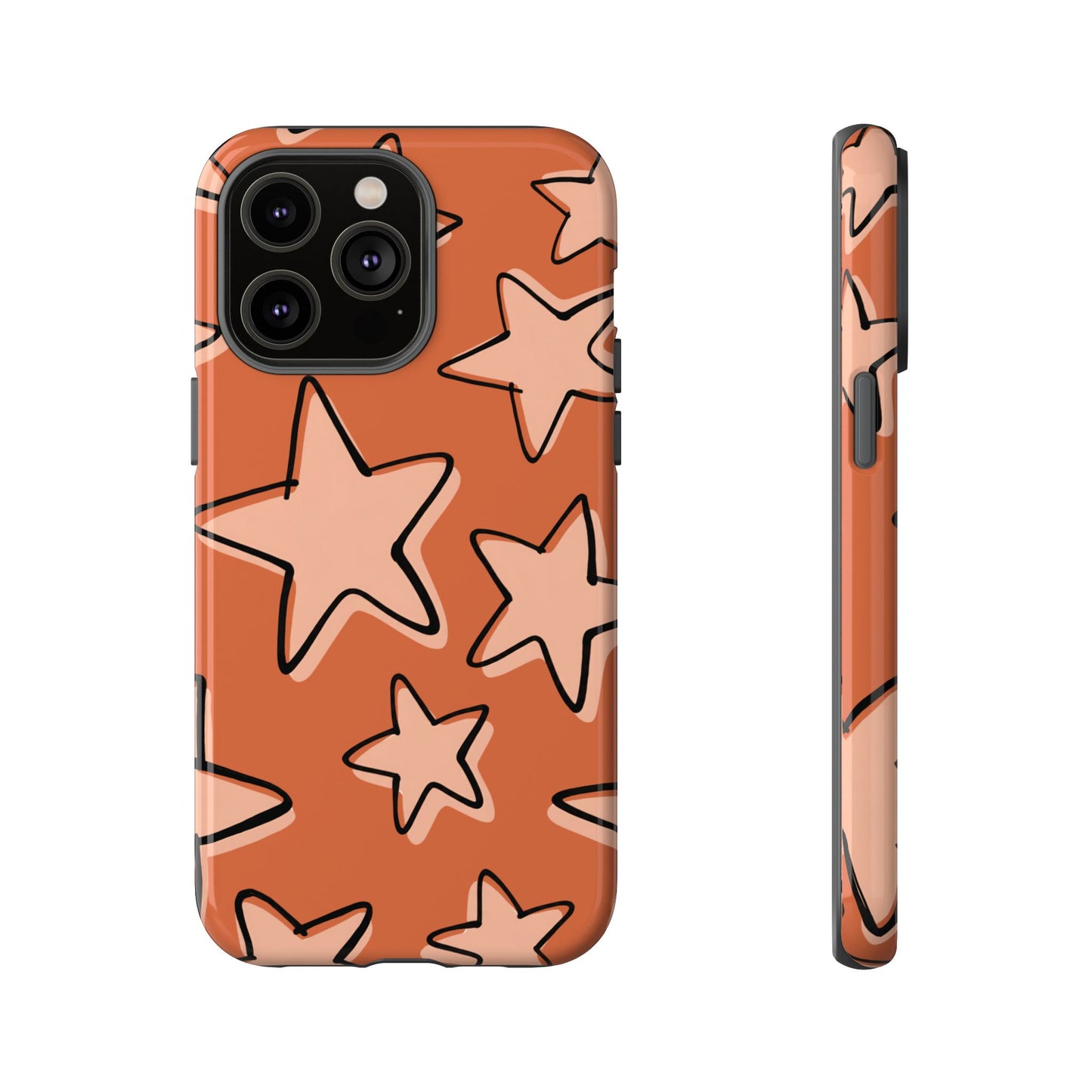 Burnt Orange Doodle Star Phone Case
