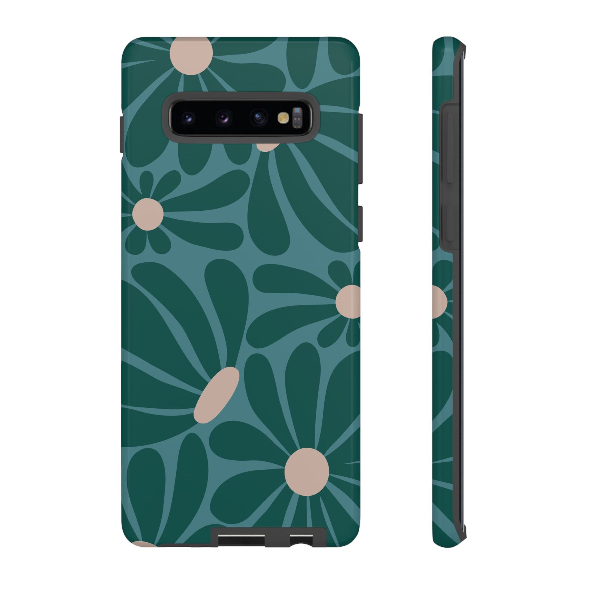 Retro Turquoise Daisy Pattern Phone Case - Green Phone Case