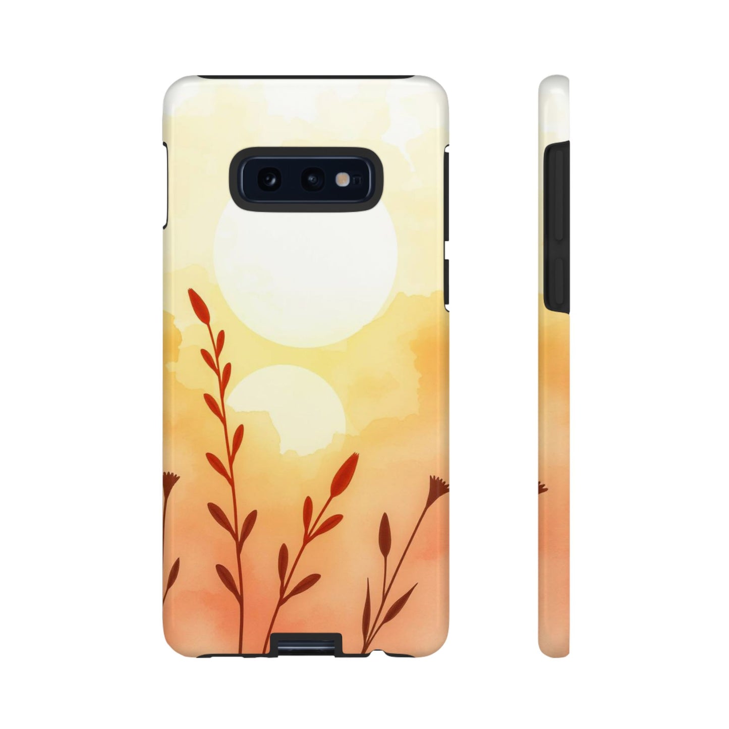 Samsung Galaxy S10E / Glossy Phone Case - Watercolour Wildflower & Sun Design Phone Case