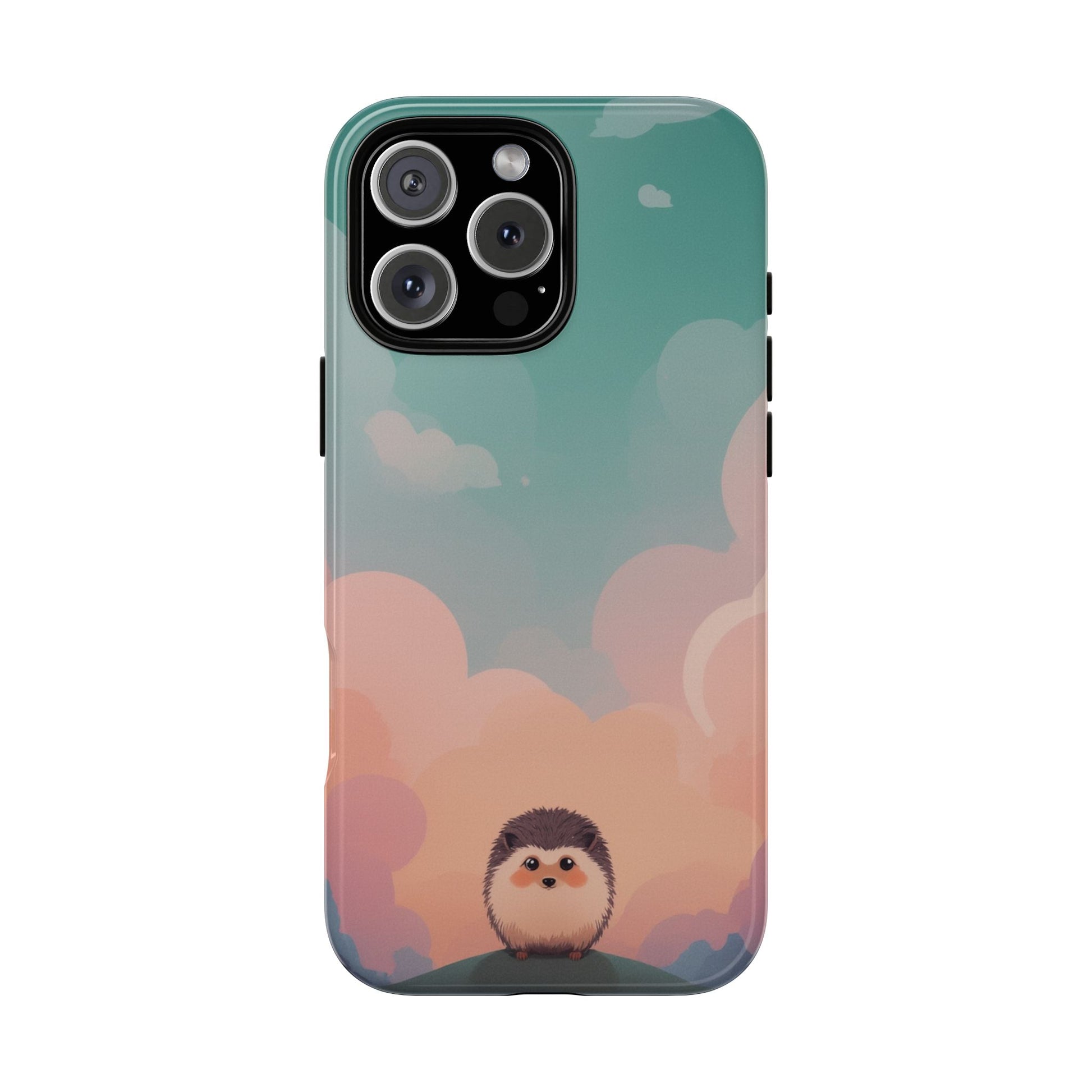 Cute Hedgehog & Cloud Design Phone Case - Multicolor Phone Case - iPhone 16 Pro Max / Glossy