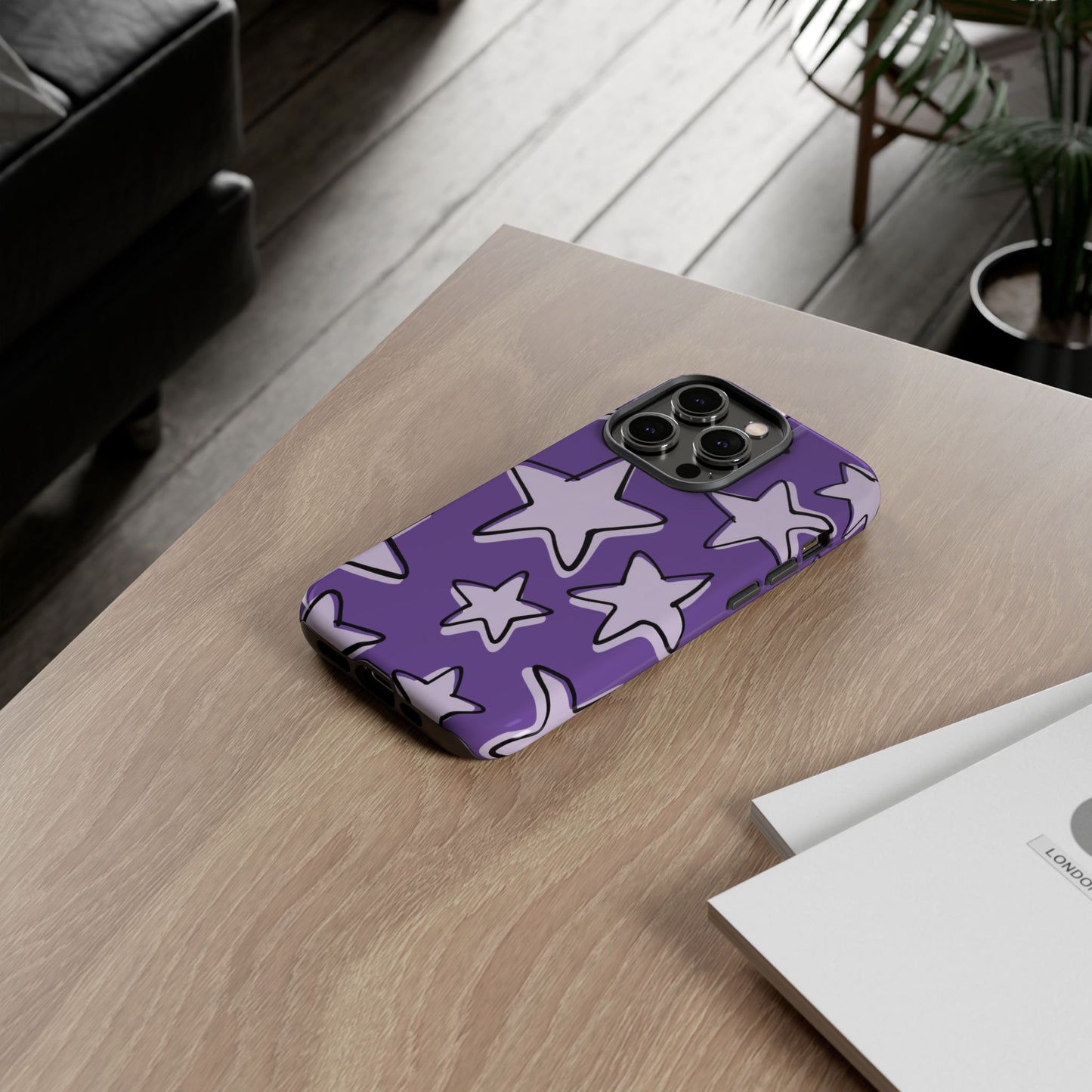 Violet Purple Doodle Star Phone Case