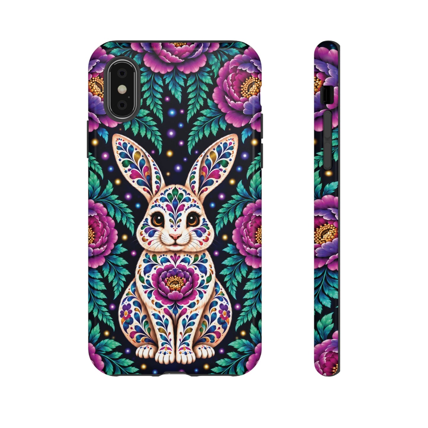 Cute Purple and Teal Calavera Bunny Phone Case - Multicolor Phone Case - iPhone X / Glossy