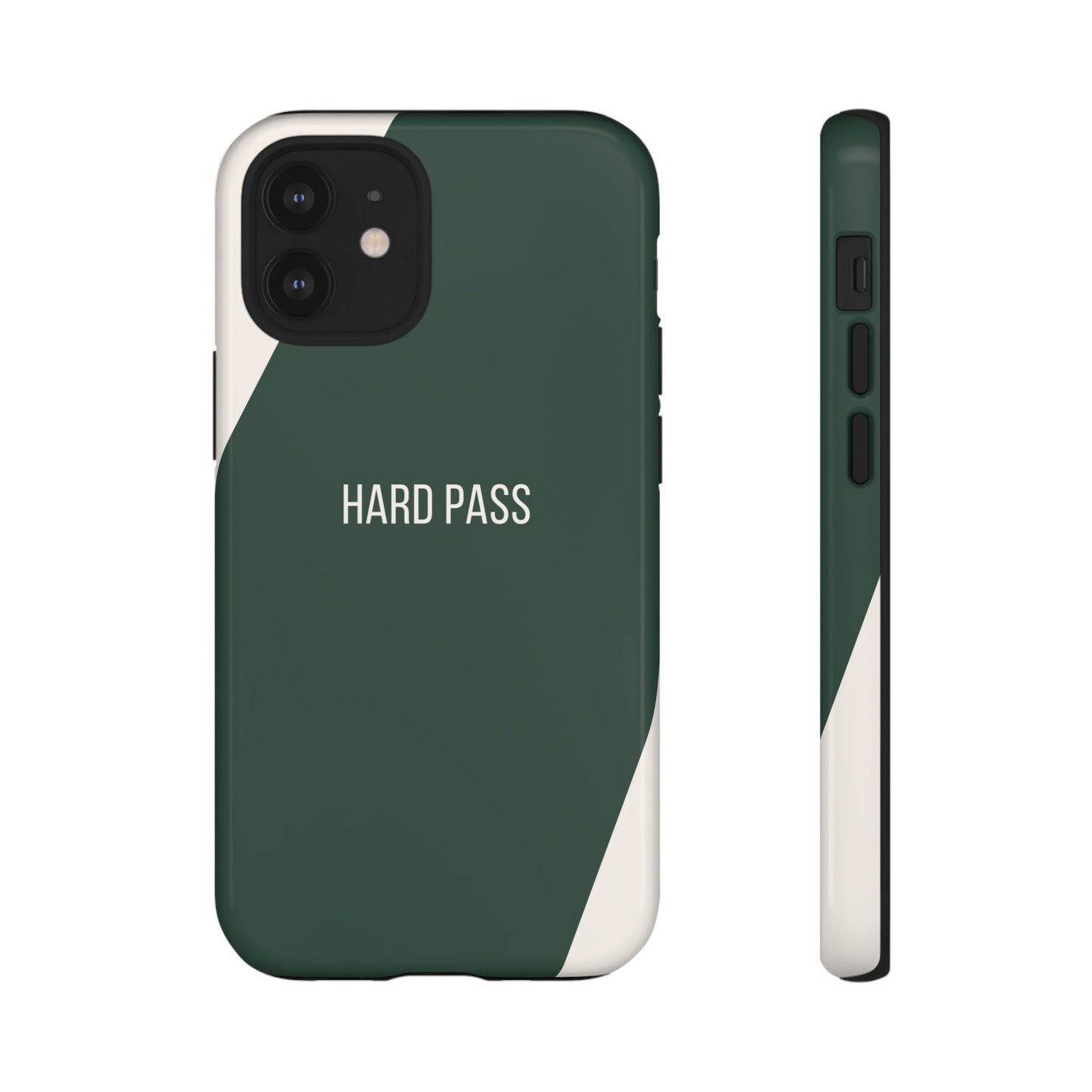 iPhone 12 Mini / Glossy Phone Case - Sassy Statement Case ’Hard Pass’ in Green & White